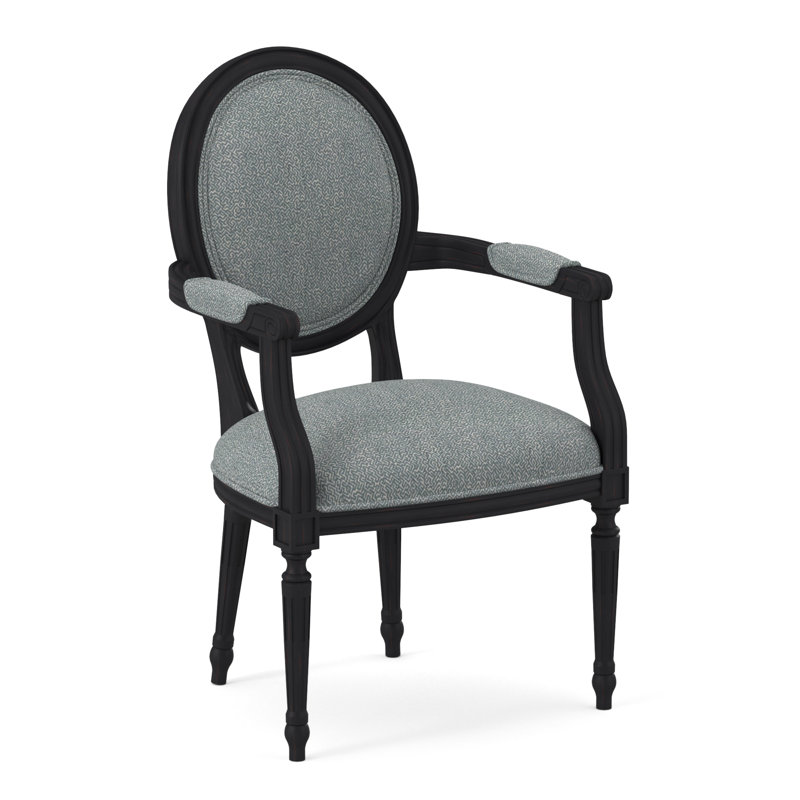 Chaise avec accoudoirs en tissu Dauphin, Ébène vintage, Cyan maya