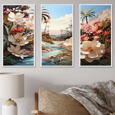 Palm Trees Coastal Charm I - Flowers Wall Decor Set