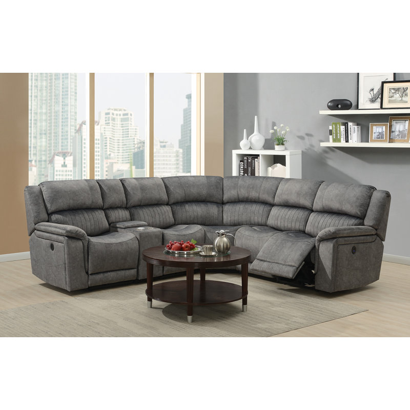 Canapé modulaire inclinable en velours de 192 po de large Kaine