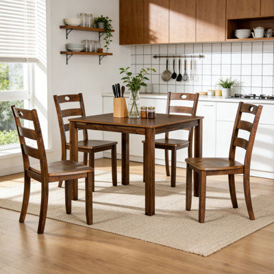 Ensemble de table de salle à manger moderne en bois massif pour 4 personnes