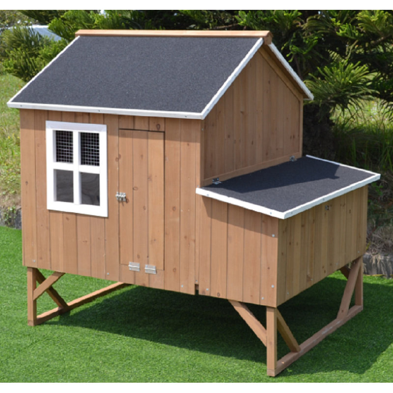 Analisia 12.4 Square Feet Chicken Coop with Roosting Bar for up to 3 Chickens