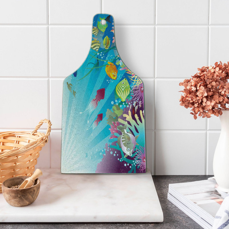 Multicolore planche à découper en verre trempé Ambesonne