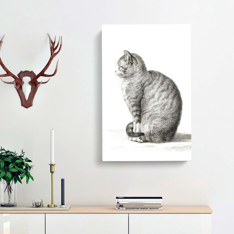 A Sitting Cat by Jean Bernard - Wrapped Canvas, 76cm H x 50cm W x 3cm D