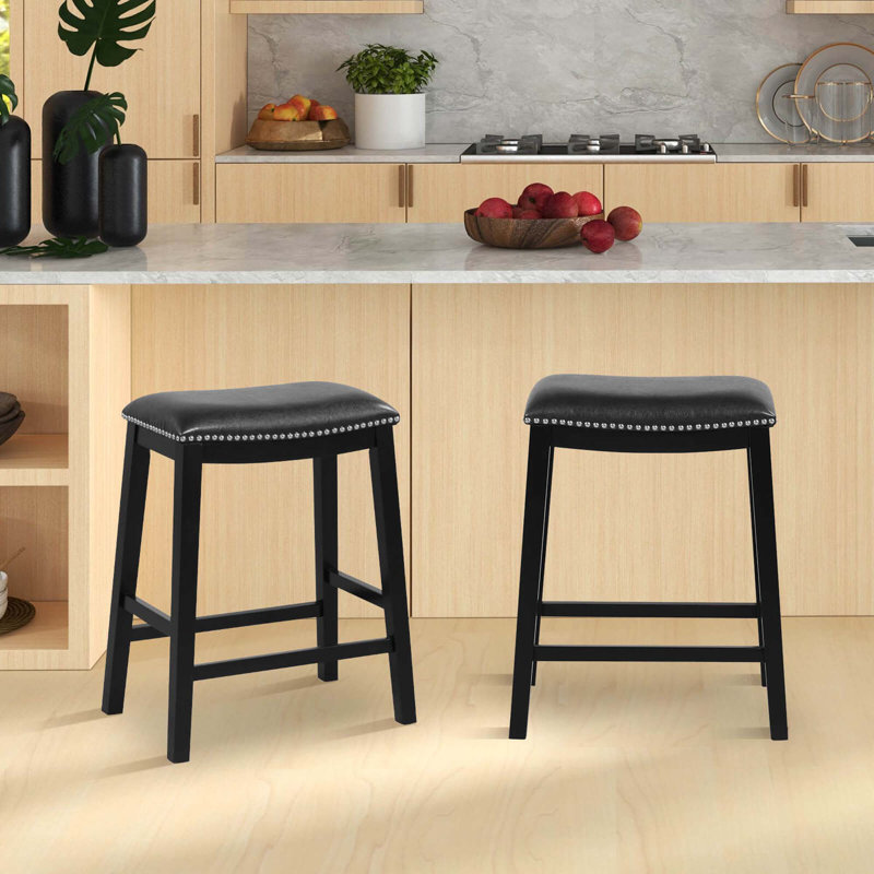 Tabouret de comptoir 26 po Nicala, Noir, Noir