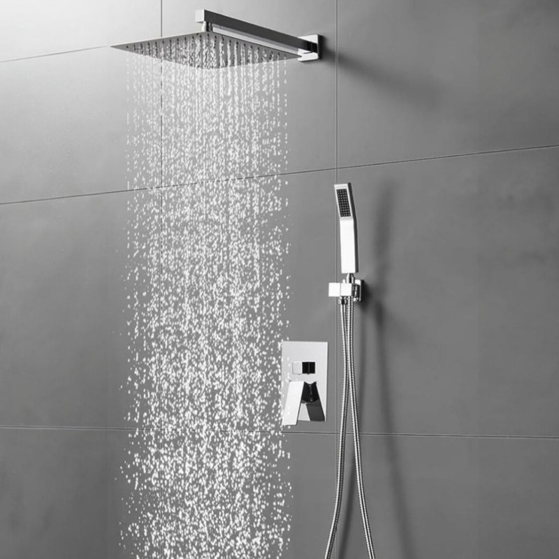 Système de robinet de douche à pression équilibrée 10 po avec douchette à main, Chrome