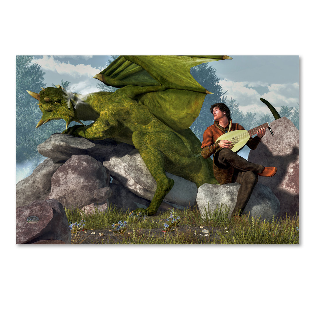 'Bard and Dragon' Graphic Art Print on Wrapped Canvas Trademark Fine Art 