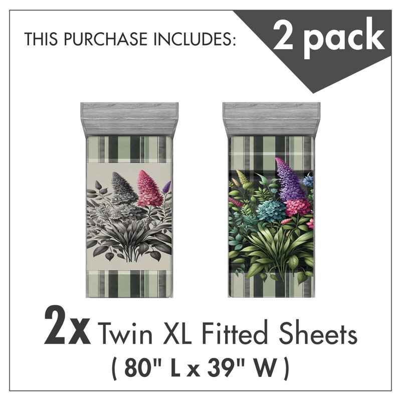 Microfiber Leafy Art Fitted Sheet, Twin Extra Long Fitted Sheet