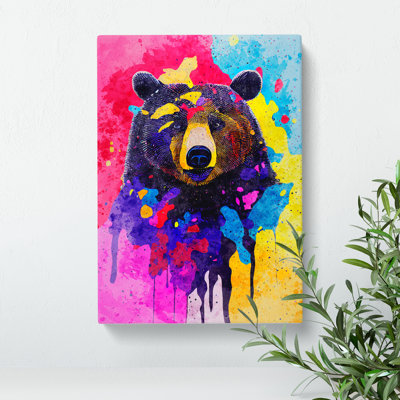 A Painted Bear No.3 Abstract - Wrapped Canvas