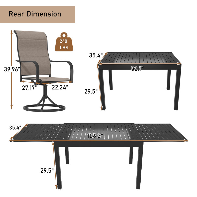Falbo Rectangular 8 - Person Outdoor Dining Set