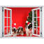 Adhésif mural mignon chiot père Noël-79472500