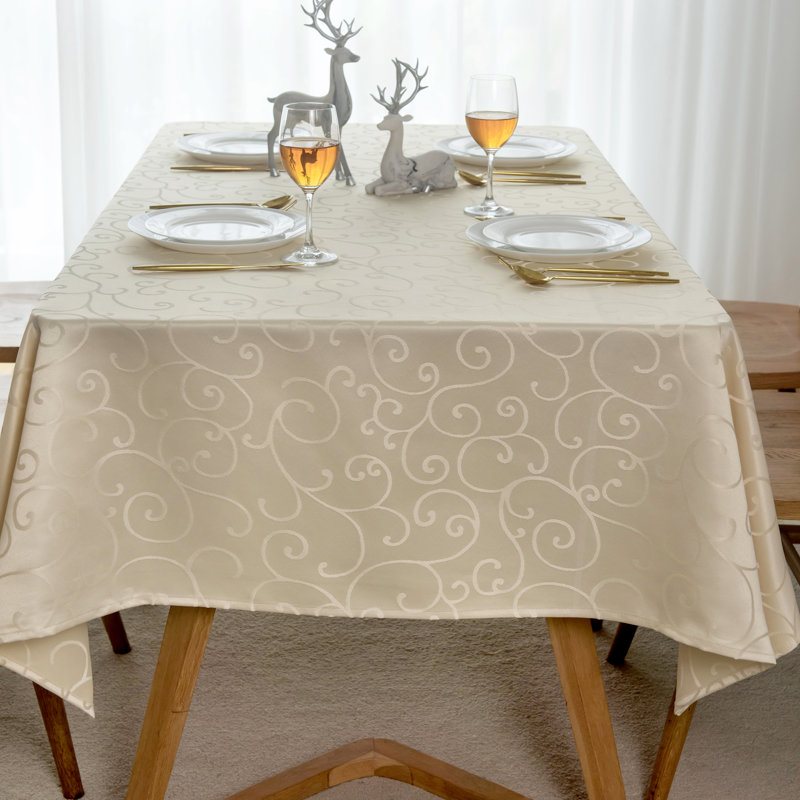 Nappe de décoration de marina en jacquard imperméable, épais, élégant et doux, Crème, crème, L 120 po x l 60 po