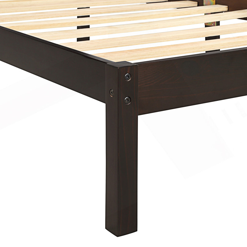 Modern Platform Bed Frame With Headboard, Twin, Espresso
