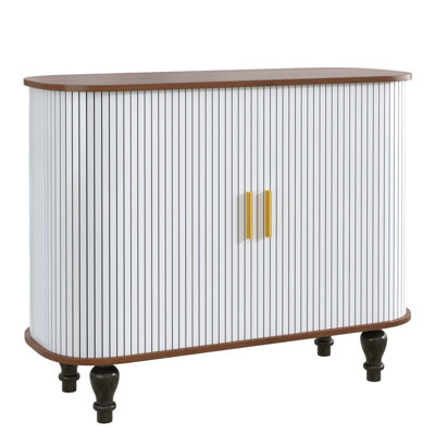 Armoire-bar cannelée de 39 pouces avec porte-bouteilles, porte-verres et rangement caché, design moderne Mid-Century