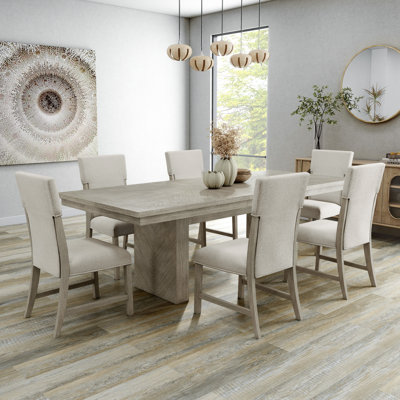 Ensemble de table de salle à manger extensible 7 pièces avec chaises rembourrées Bartel
