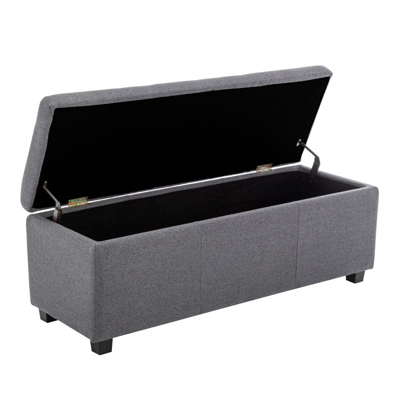 Banc de rangement rectangulaire en tissu Latitude Run® Ved, Gris foncé