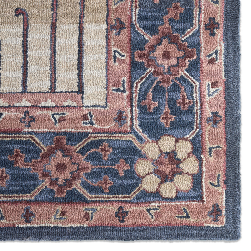Tapis oriental beige en laine touffeté à la main, Rectangulaire 8 pi x 10 pi