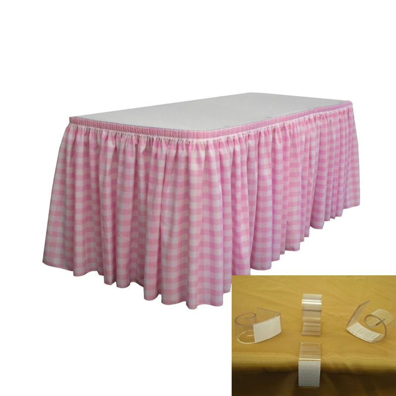 Jupe de table Burkinshaw, l 360 po x L 29 po, Blanc / Rose