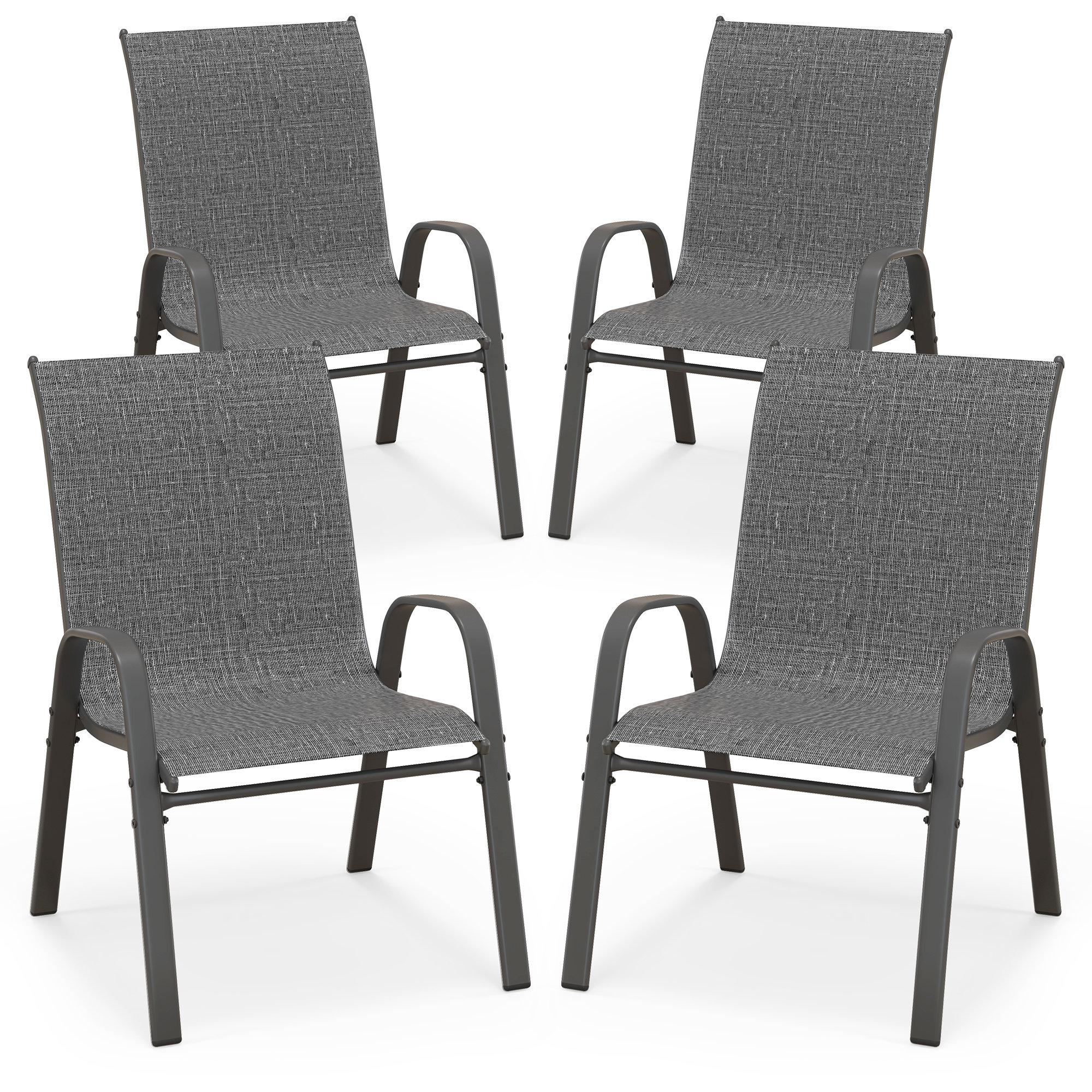Ebern Designs Outdoor Patio Dining Armchair Sets Of 4 Stackable Chairs 