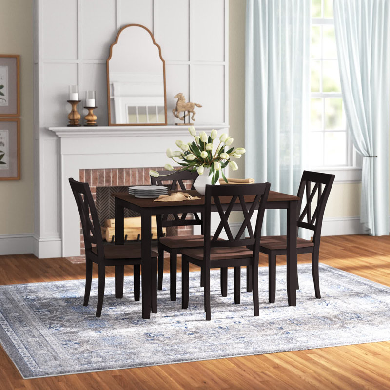Kirkendall 4 - Person Four Leg Dining Set, Black, Brown/Black