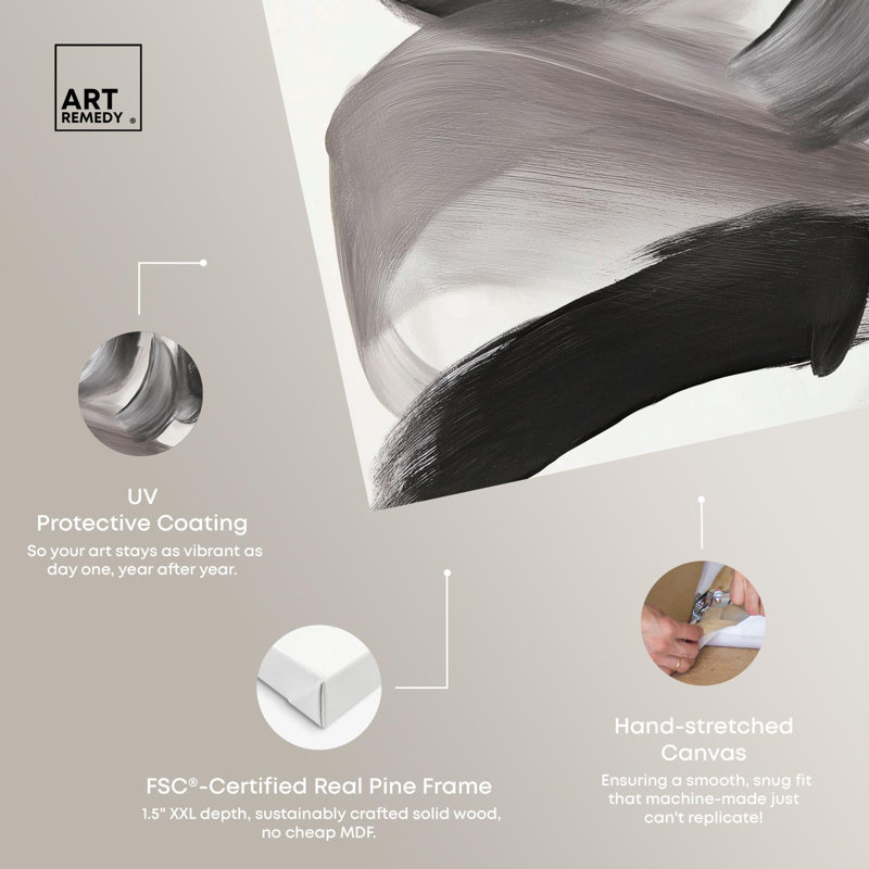 «Sweeping Shadows I», reproduction d'art sur toile par Grey par Art Remedy, H 36 po x l 45 po, Toile tendue avec châssis