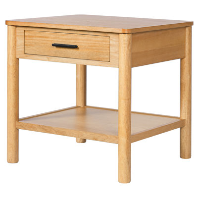 Natural Color End Table, K/d Assembly, Smooth Lines Luxury Presentation, Hard And Stable Solid Wood Material, 23" Tabletop For Bedroom Utility Need Design, Geometric Look, Wood, Decorative Use
