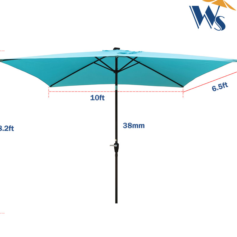 Parasol rectangulaire 10x6.5ft Turquoise, Turquoise