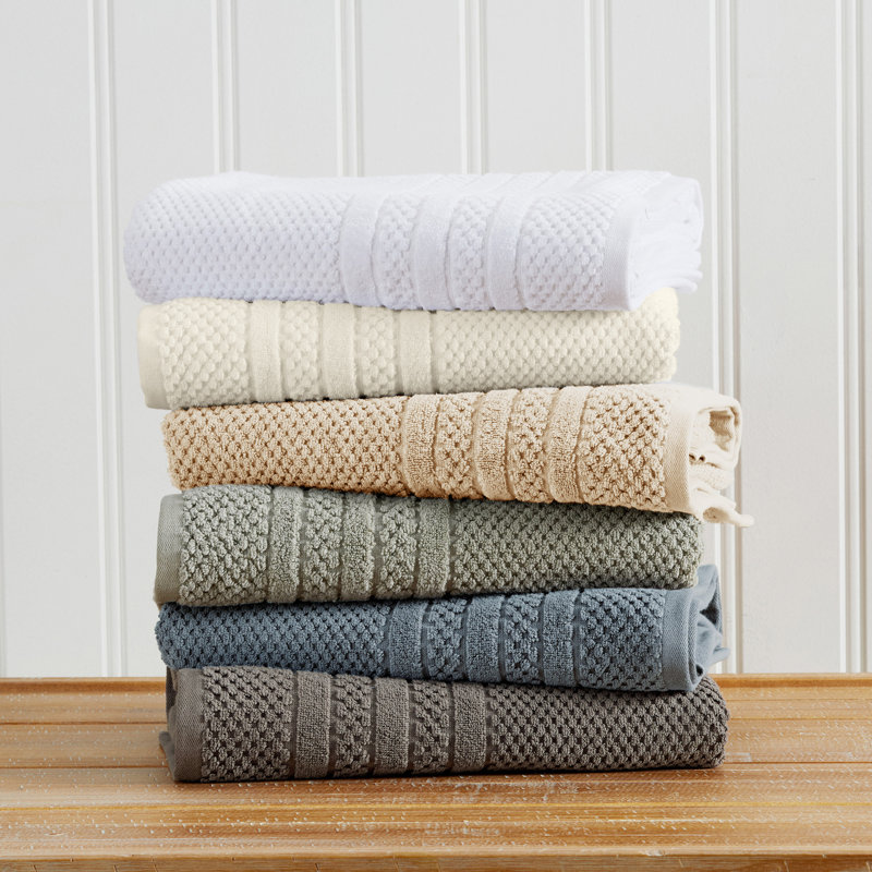 Ensemble de serviettes 100% coton à carreaux, Ensemble 8 pièces, Ivoire ivoire