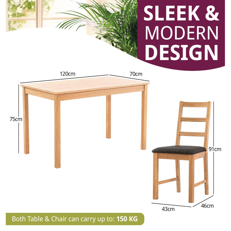 4 - Person Solid Oak Dining Set, Dark Gray
