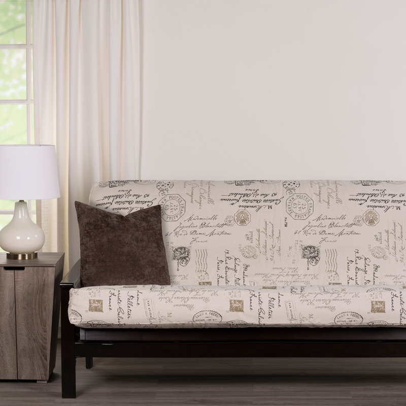 Postscript Box Cushion Futon Slipcover, Beige Cotton Blend