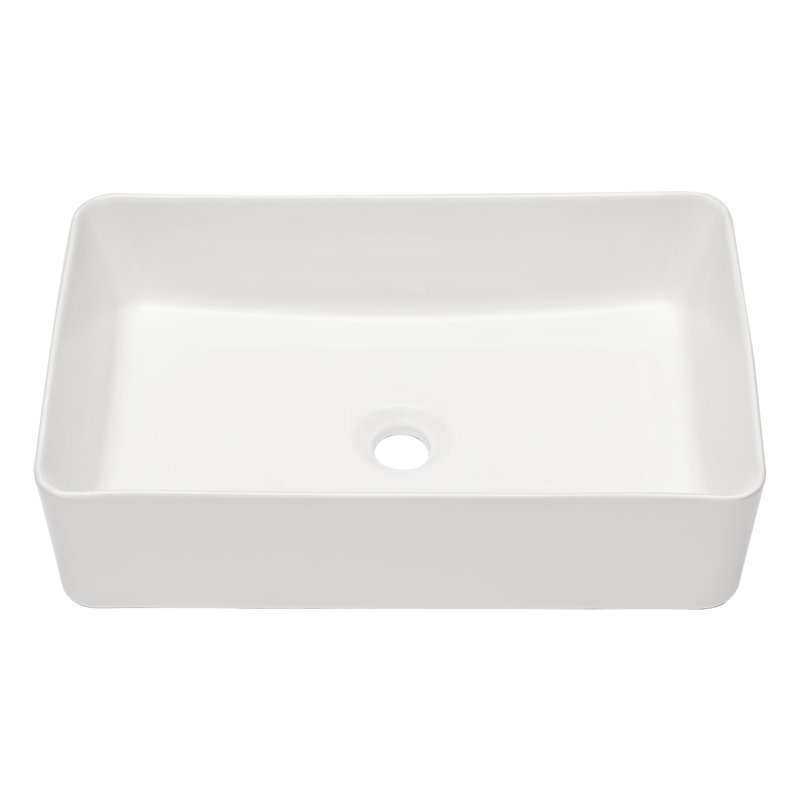 Lordear 21-1/4" L x 13" W White Ceramic Rectangular Vessel Bathroom Sink