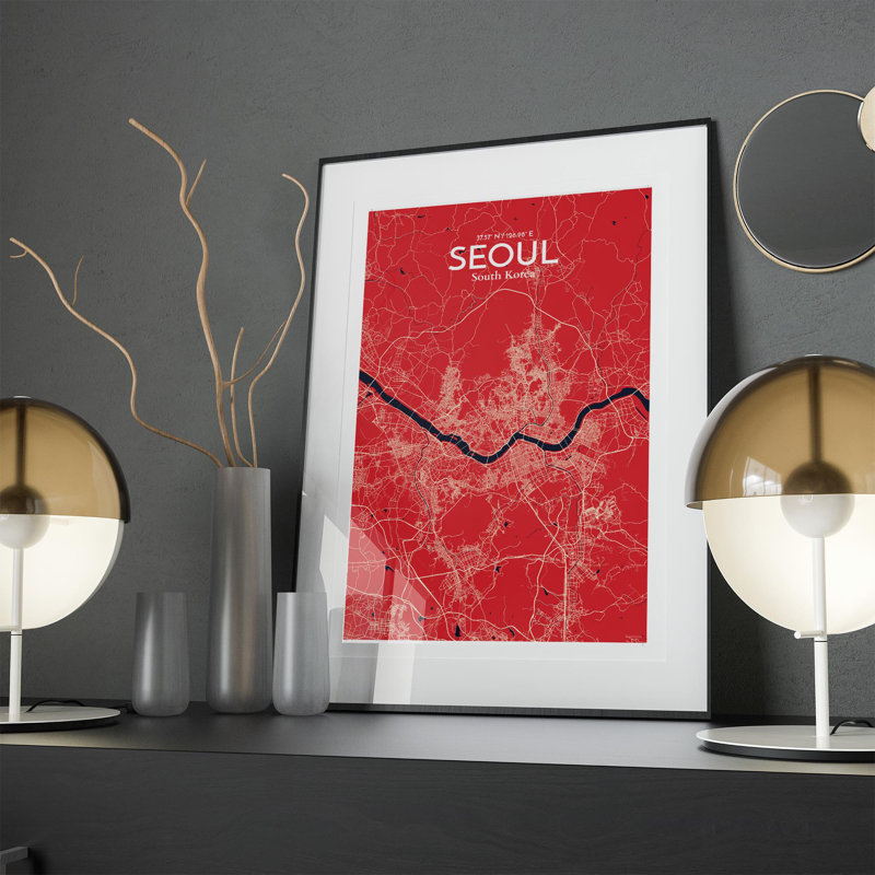 Seoul City Map In Nautical - No Frame Print, 17cm H x 11cm W x 0.05cm D