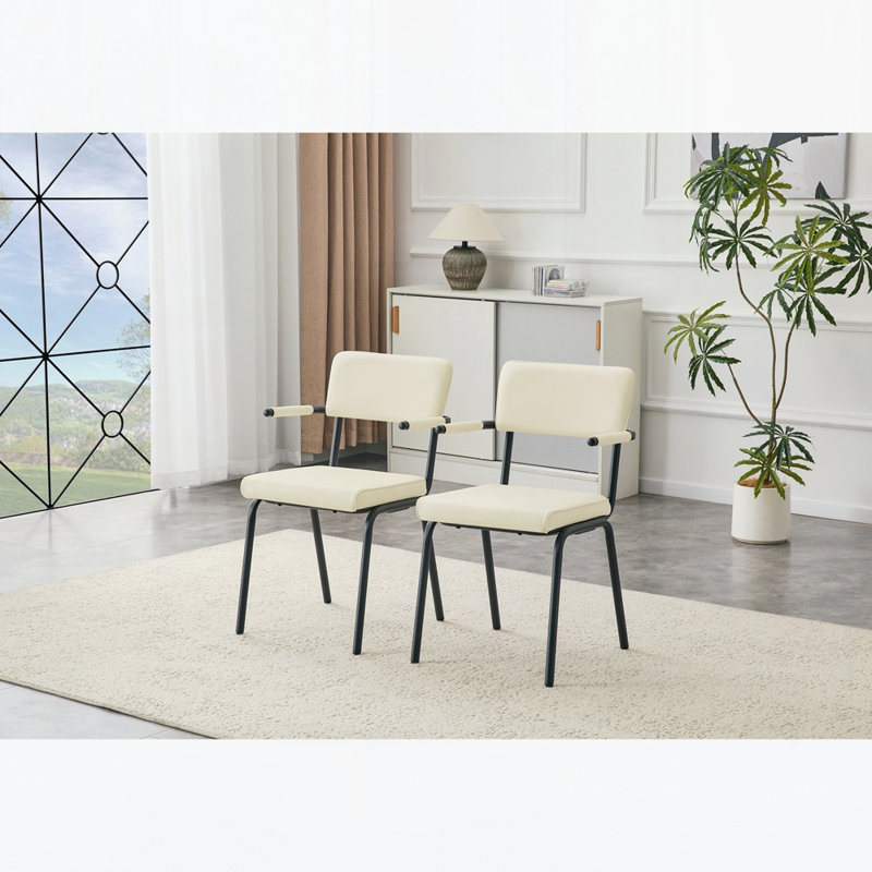 Ensemble de 2 chaises de salle à manger rembourrées avec pieds en métal, 2