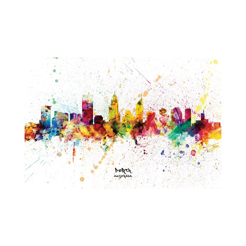 Perth Australia Skyline Splash by Michael Tompsett - Wrapped Canvas Print, 66.04 cm H x 45.72 cm W x 3.175 cm D