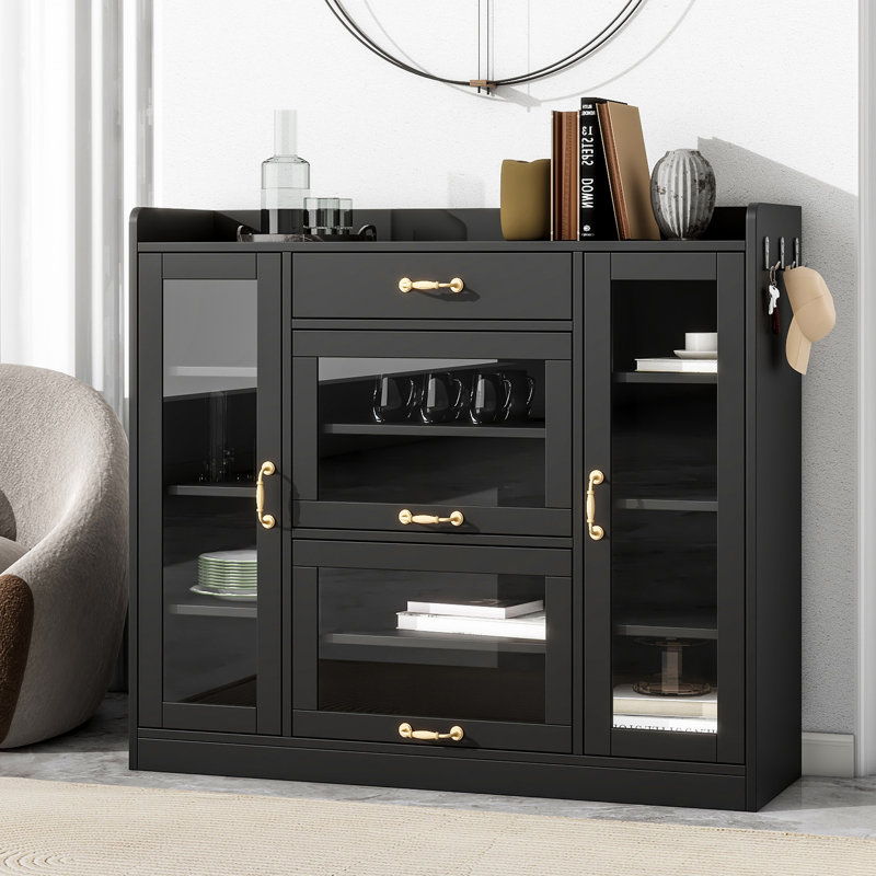 Armoire moderniste avec 4 portes en verre et 3 crochets