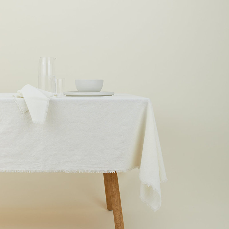 Menut Rectangle Cotton Tablecloth, Ivory