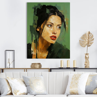 Portrait de jolie jade verte - décoration murale femme_105783
