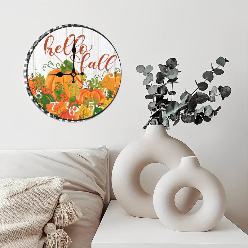 Horloge murale en bois 10 po, mouvement silencieux, à piles (piles AA non incluses), décor artistique, parfait pour les décorations