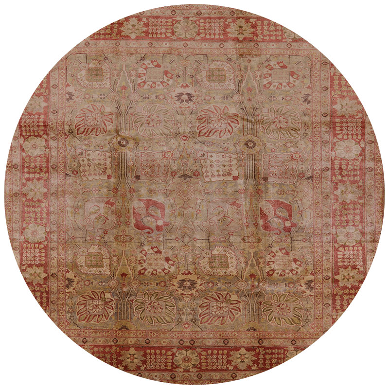 Tapis oriental beige / rouge, Rond 4 pi