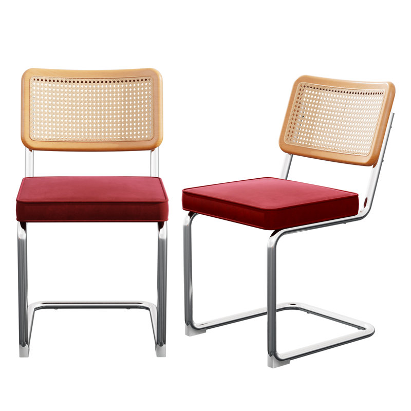 Chaise d'appoint rembourrée en velours Amyris, Chrome, Rose