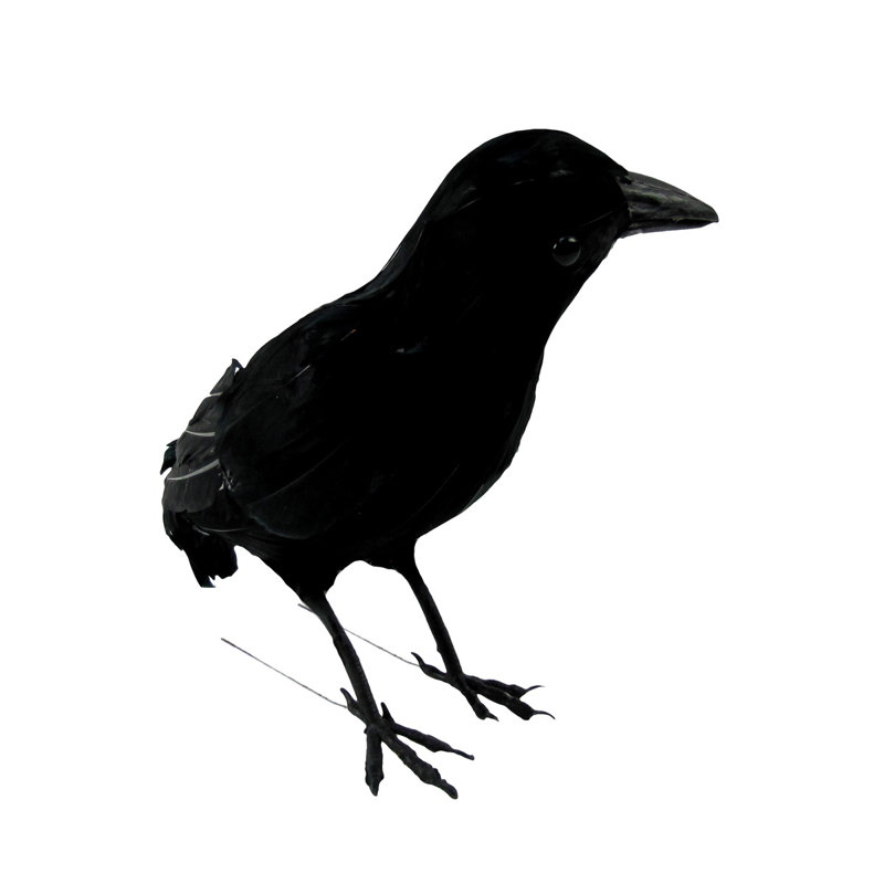 2 Piece Glitter Black Crows Halloween Raven Accessory Movie Prop Indoor Decor