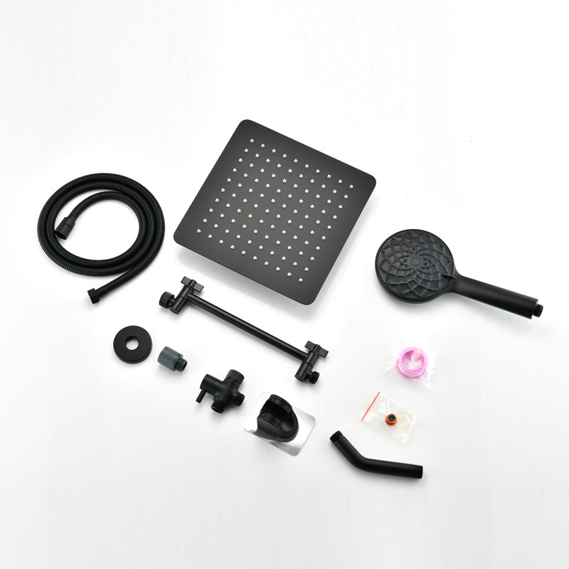 Stainless Steel Rainfall Shower Head With 100 Nozzles - Wall Mounted Handheld Leak Feature 6 Spray Modes, Matte Black