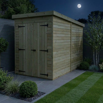 Total Sheds 4ft x 8ft Pent Garden Shed - Double Door - No Windows - Pressure Treated Timber - UK Manufactured