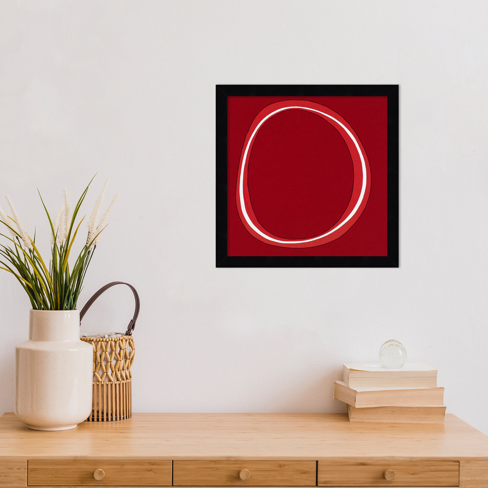 Red Circle Print by Alex Dunn, 13" H x 13" W, Black