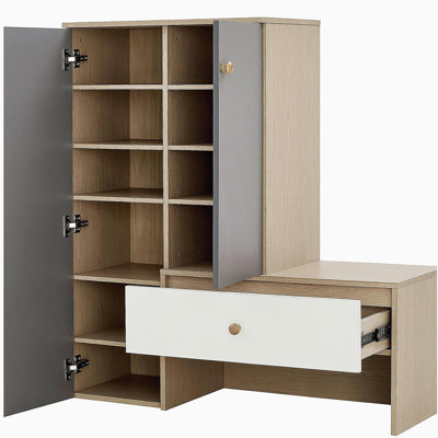 Multi-functional Shoe Storage Bench & Shoe Cabinets,  Shoe Rack with Bench, Adjustable Shelves for Hallway, Entryway
