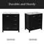 Ensemble de meuble-lavabo avec lavabo en résine 30 po, armoire de rangement en bois massif, ensemble de meuble-lavabo autoportant avec 4 tiroirs et portes à fermeture douce, noir