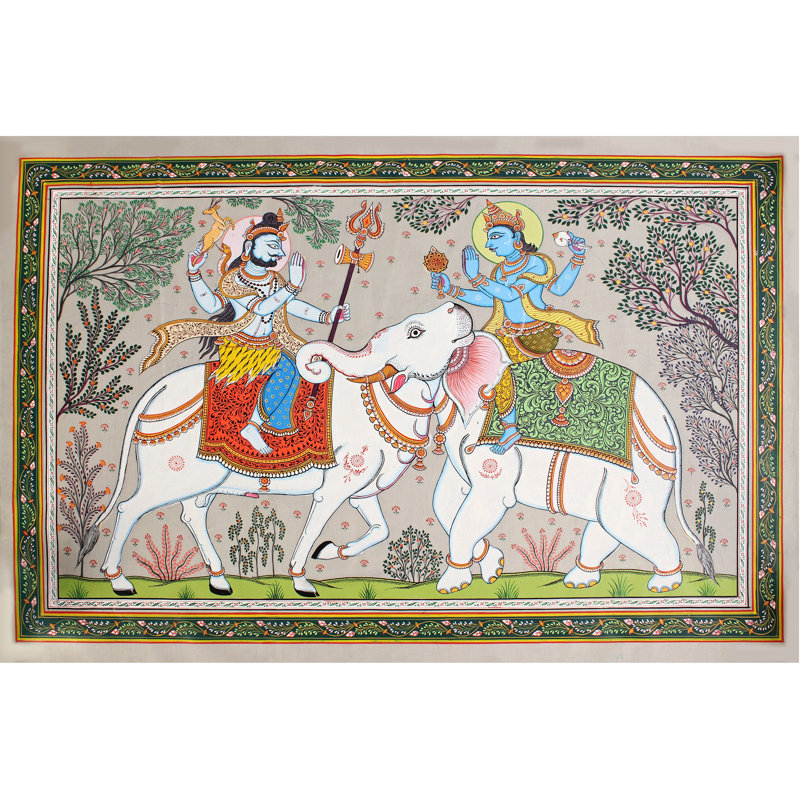Lord Shiv Krishna Ekakar, peinture | Peinture de Patta sur soie de tussar