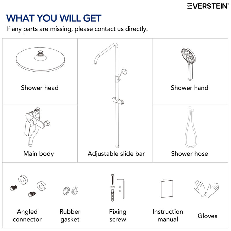 3-Function Shower System with 253 mm Rain Shower, Chrome, Chrome