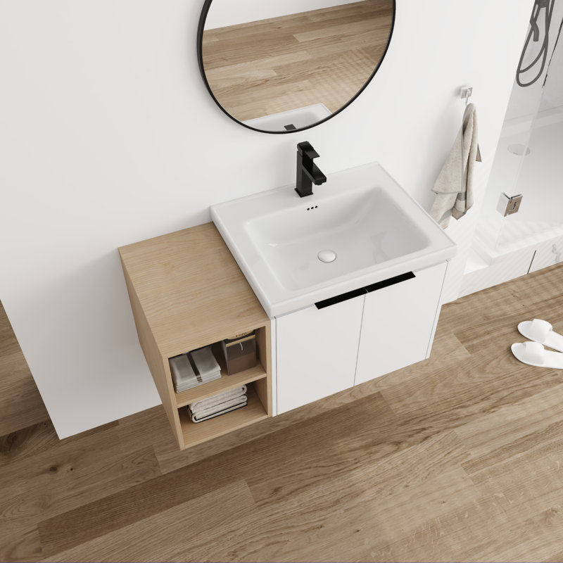 Meuble-lavabo simple 36,14 po avec plateau en céramique Priyansi