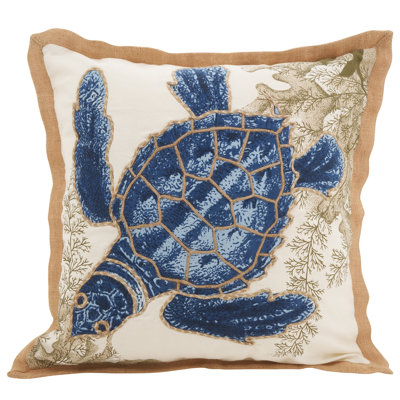 Sea Turtle Cotton Down Filled Throw Pillow
