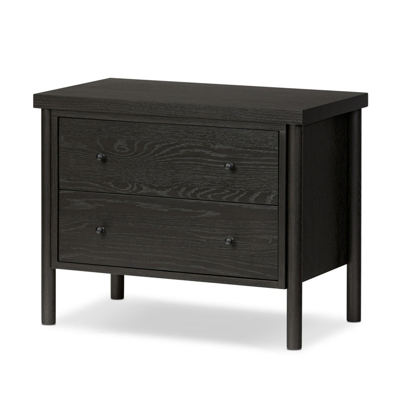 Roark 2 - Drawer Solid Wood Nightstand, Ebony Oak